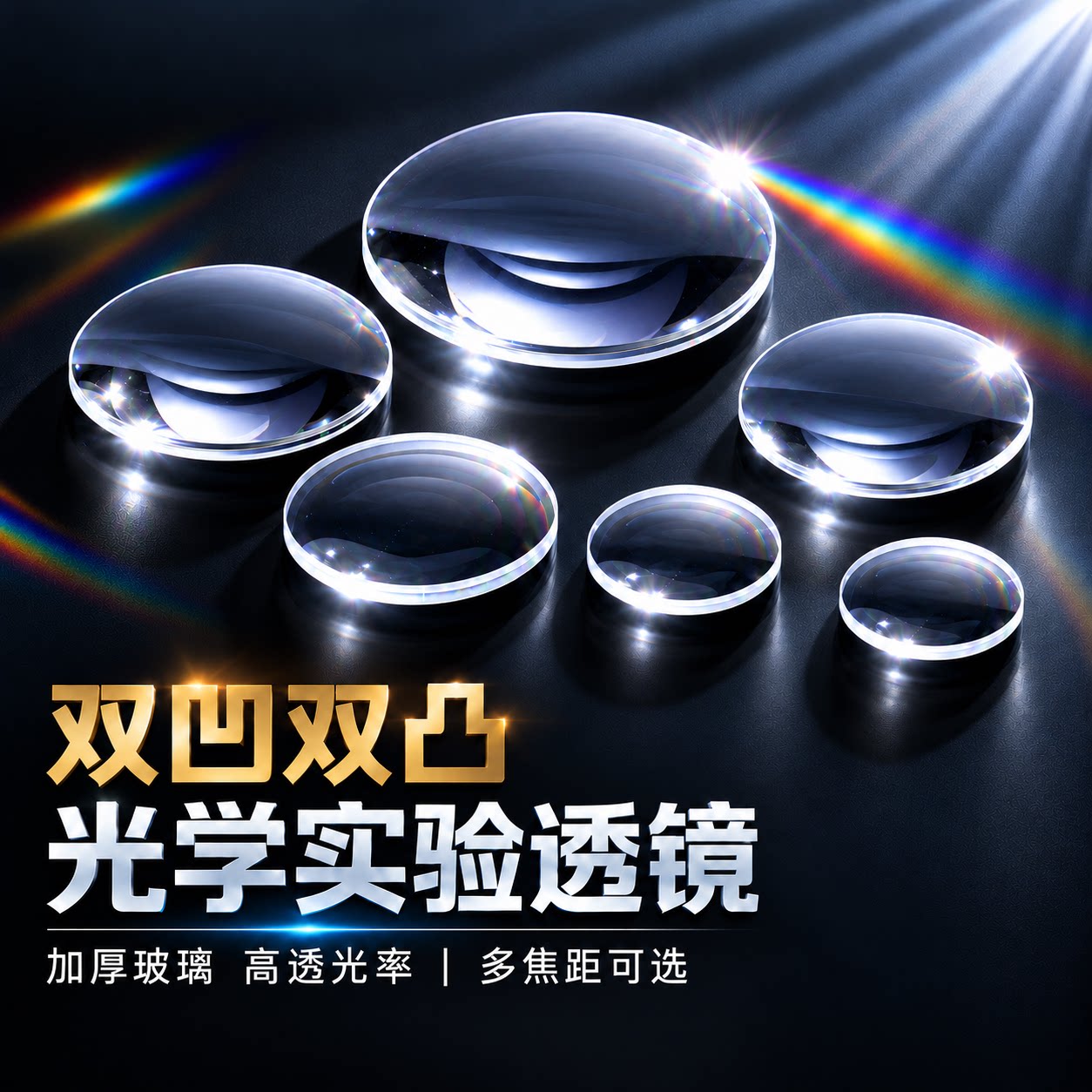 自制望远镜凸透镜镜片双凸双凹光学玻璃镜片自制照相机手工组装材料伽利略望远镜开普勒初中物理光学实验器材