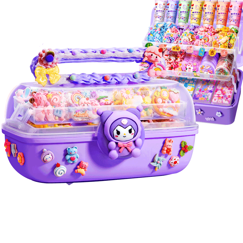 奶油胶咕卡套装豪华版流沙咕卡方砖发卡装饰颗粒儿童贴纸玩具女孩子古卡diy材料异型流体顾卡砖女生孤卡配件