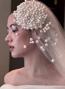 水舞A5292法式复古串珠流苏手作高级感气质发饰新娘结婚拍照头饰