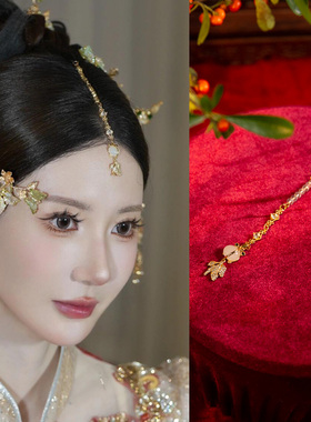 水舞X0829 中式新娘额饰秀禾旗袍眉心坠简约小金鱼额链晨袍配饰