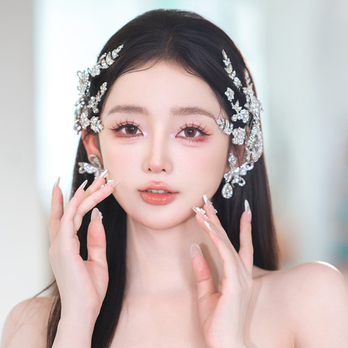 水舞A5313轻奢重工闪亮花朵侧边夹新娘头饰结婚跟妆造型发饰品