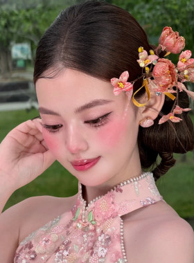 水舞U2525新中式高级感金丝花古风发簪汉服新娘婚礼百搭发梳头饰