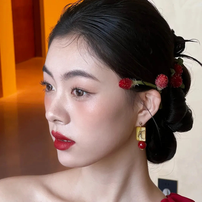 水舞 H2281 新娘新款古风耳环气质高级感简约百搭新中式耳钉配饰