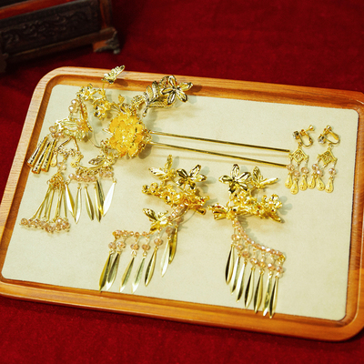 水舞U2373中式金蝴蝶复古流苏发簪汉服婚嫁配饰古风秀禾婚礼头饰