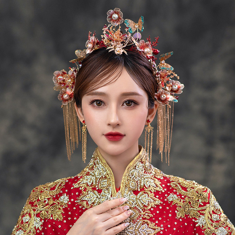 水舞u0263新娘头饰新款古典中式古装秀禾服结婚礼龙凤褂发饰品
