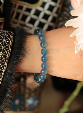 水舞L1207 天然冰种魔鬼蓝深蓝海蓝宝手链蓝水晶宝石手串饰品礼物