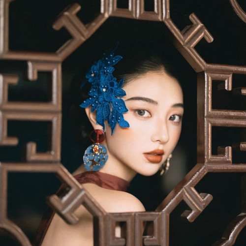 水舞U2328水钻立体花朵蕾丝镂空刺绣DIY装饰头饰新娘旗袍造型配饰