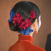 水舞U2237新中式 仿真花朵红蓝配色古典新娘旗袍敬酒服头花发饰