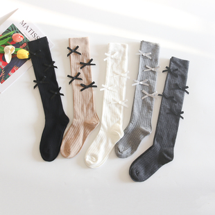 小腿袜秋冬季 灰色中筒袜 显瘦堆堆袜子蝴蝶结长筒袜半腿袜小皮鞋