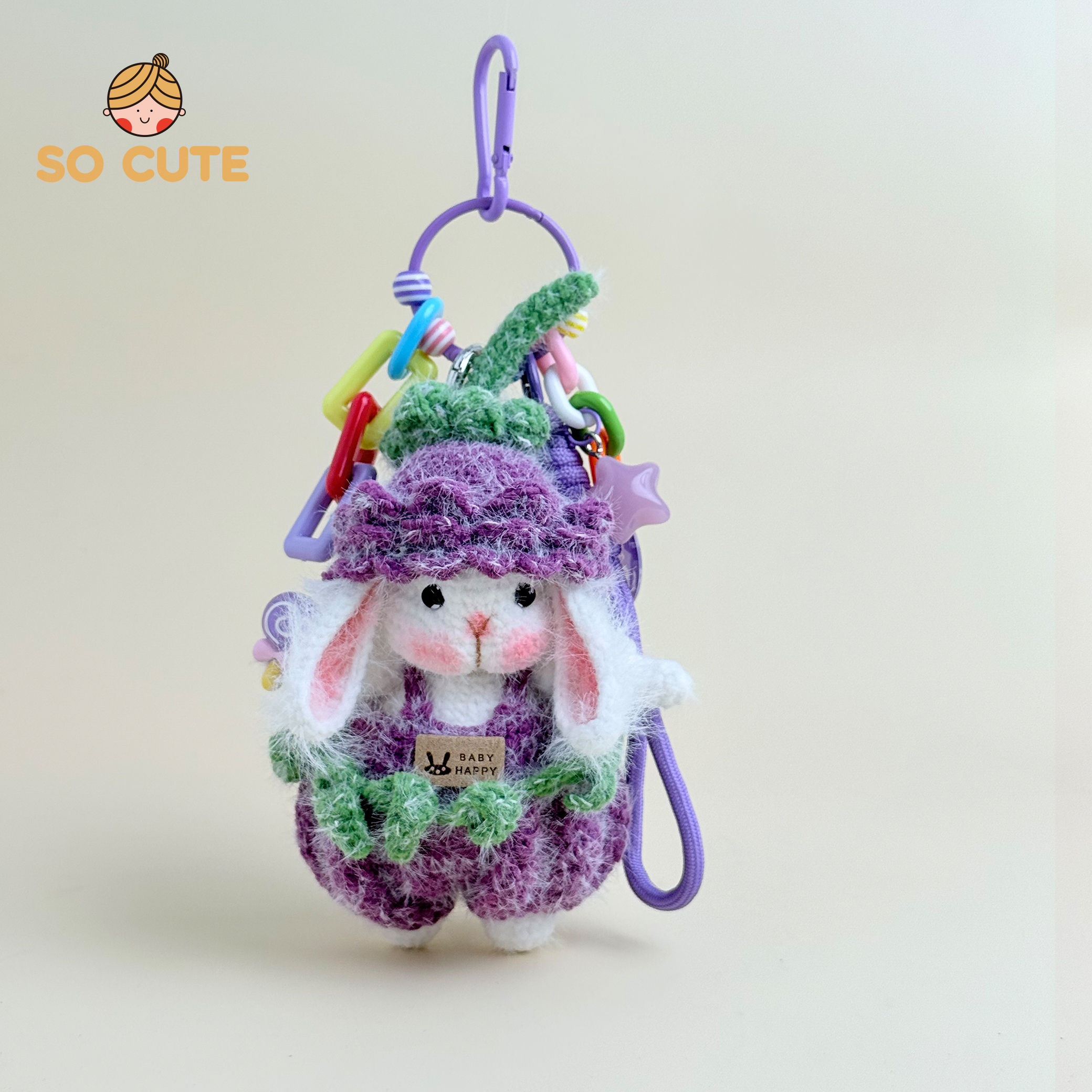 socute  小号可爱紫玫瑰糖糖兔玩偶包包挂件挂饰钥匙扣轻奢礼物