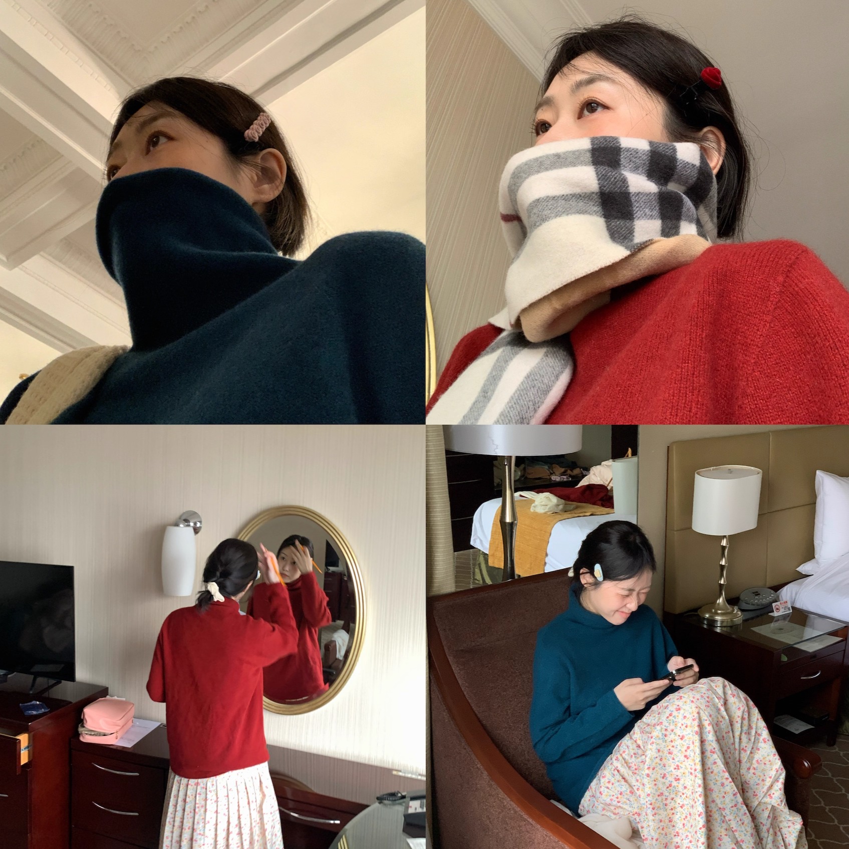 岛知道浣熊毛新年两色柔软毛衣针织衫