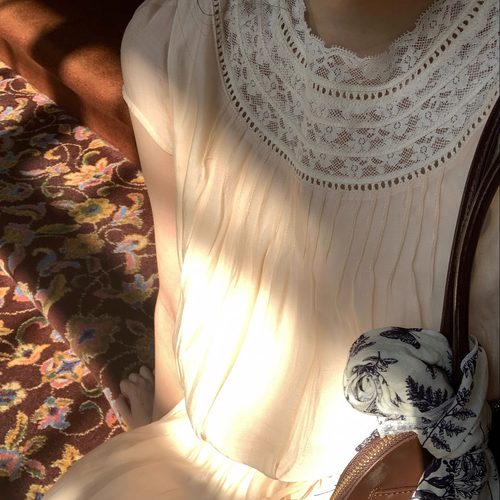 岛知道原创《梨花柏木》夏日古典蕾丝拼接领美人复古风天丝连衣裙