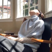 岛知道 信件 贵贵淑女秋冬浅蓝色复古羊毛温柔斗篷