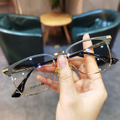 简丹萝心超轻眉毛镜架男女百搭复古大脸钛架可配近视镜框防蓝光