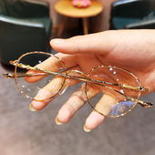 新款 简丹萝心眼镜框男女文艺复古素颜镜百搭金属圆框近视眼镜架