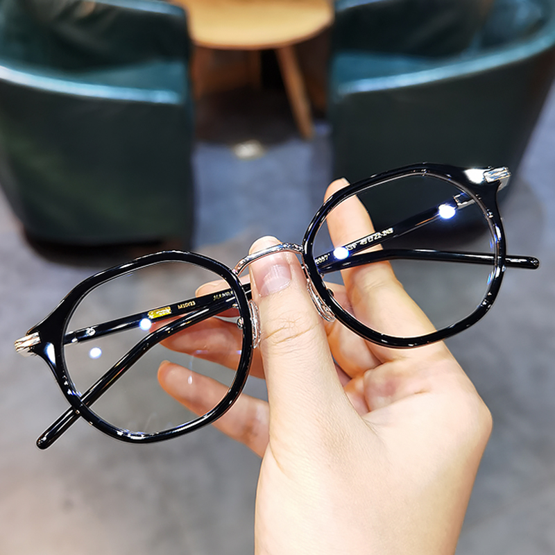简丹超轻个性高档小圆框眼镜框男女复古高清近视抗疲劳老花眼镜架