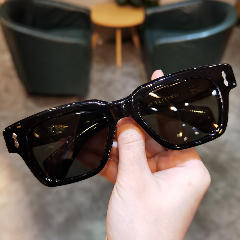 时尚复古方框太阳镜男女欧美黑色板材显瘦防紫外线潮流遮阳墨镜