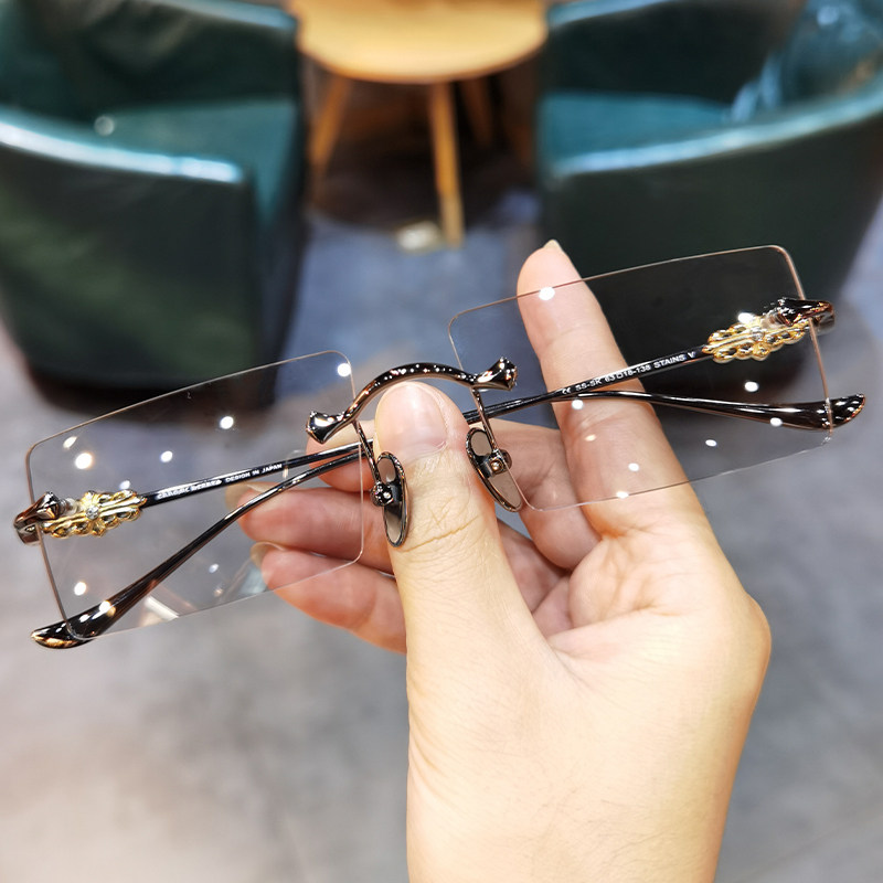 简丹萝心超轻无框太阳镜防紫外线男女潮个性时尚方框潮流墨镜