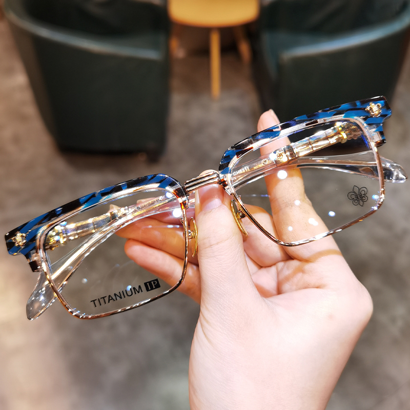 商务钛超轻方形防蓝光眼镜框