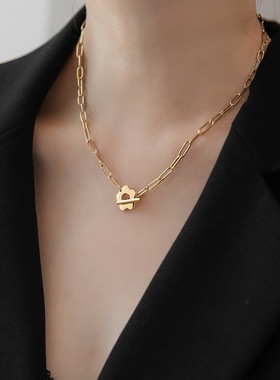 2023新款简约小众轻奢雏菊花朵金色项链女夏锁骨链配饰吊坠不掉色