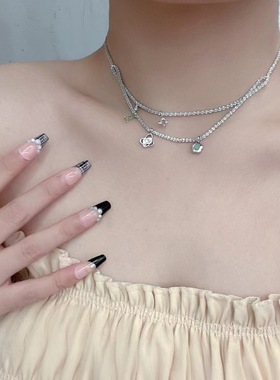 ins冷淡风花朵星星锆石项链女轻奢精致小众时尚高级感锁骨链项饰