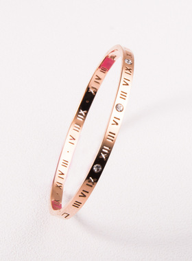 钛钢励志时刻手镯时尚个性罗马数字手环韩国简约女手链配饰品欧美