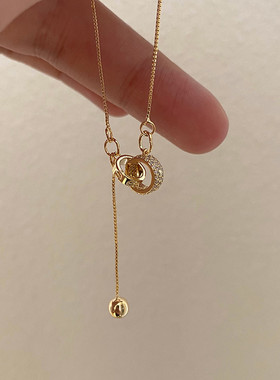 轻奢小众精致双环项链2021年新款女ins风简约设计感锁骨链配饰品