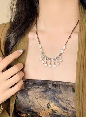 新中式国风串珠项链女夏天轻奢风高级感锁骨链时尚百搭颈链潮配饰