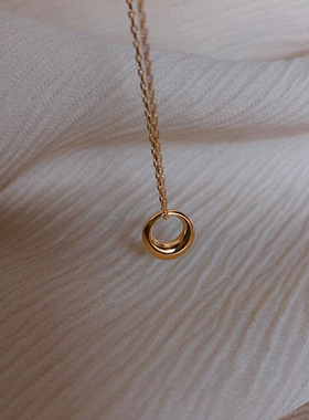 小众极简约项链女轻奢几何环圆圈幸运环钛钢冷淡风圆环锁骨链气质