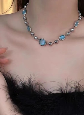 小众原创设计猫眼石项链白月光元素颈链女高级感锁骨链轻奢气质潮