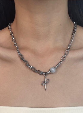 镶钻环绕星芒项链女轻奢小众设计冷淡风高级感锁骨链个性嘻哈项饰