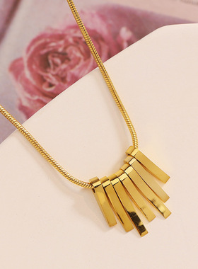 简约扇形项链ins冷淡风锁骨链颈链短款气质网红欧美个性流苏吊坠