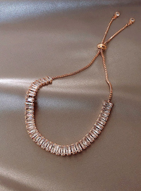 高级感锆石手链女潮 小众设计几何闺蜜姐妹情侣手饰网红气质手环