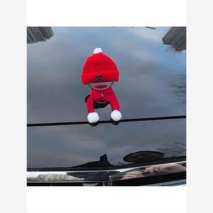 奔驰车标帽子立标小红帽圣诞节汽车装饰摆件氛围感布置圣诞帽围巾