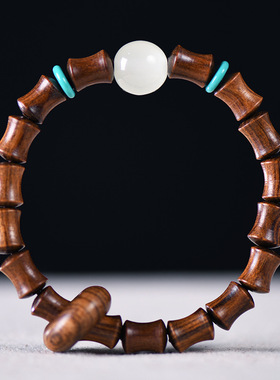 黑花梨节节高升款竹节夜光珠跑环中国风佛珠手串手链闺蜜礼物