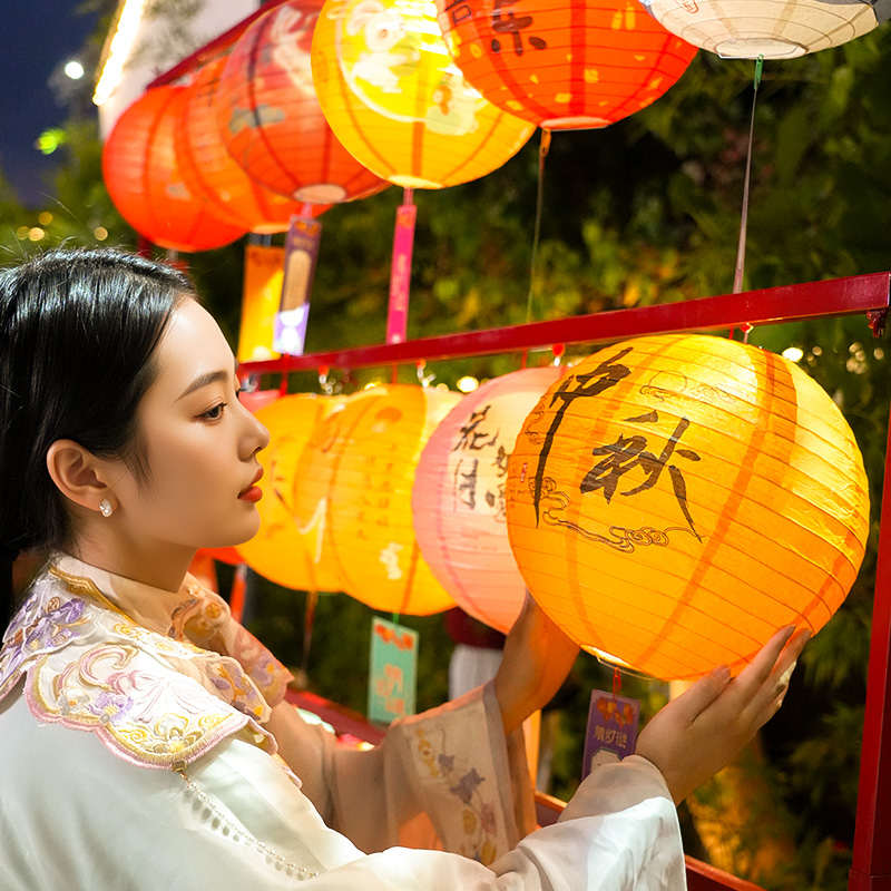 中秋古风灯谜纸灯笼挂饰商场猜字谜活动卡片氛围场景花灯装饰布置