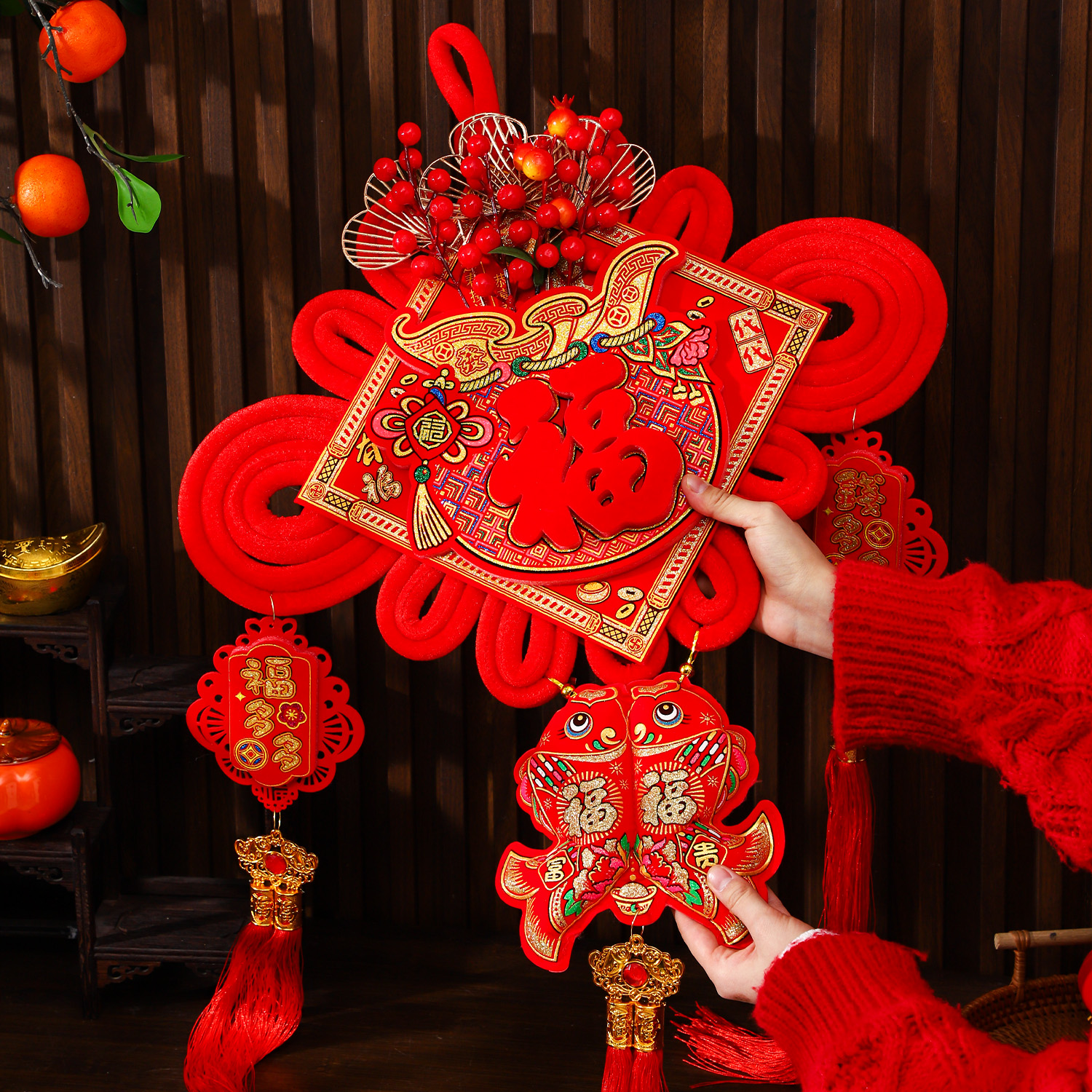 马年2026新年春节过年中国结挂件客厅大号玄关入户门挂饰家庭装饰