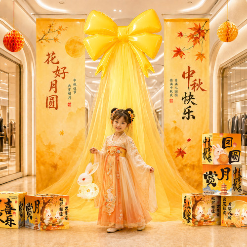 中秋节场景布置主题氛围挂饰景区商场背景墙装饰拍照道具盒子摆件
