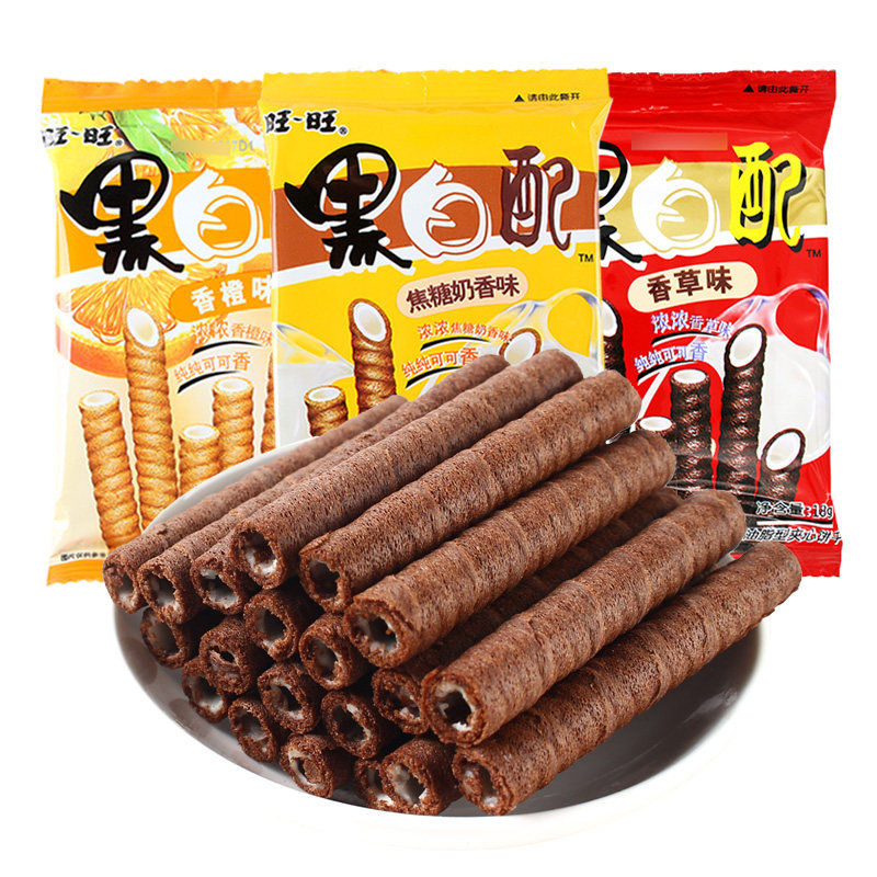 旺旺黑白配夹心饼干18g*20包焦糖奶香下午茶办公休闲儿童节零食品