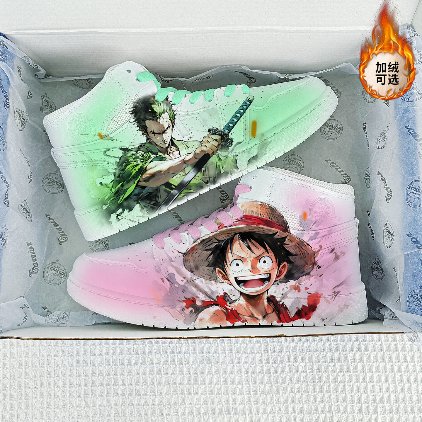回力桃子熟了正品海贼王路飞情侣鸳鸯板鞋涂鸦春秋季新款运动男鞋
