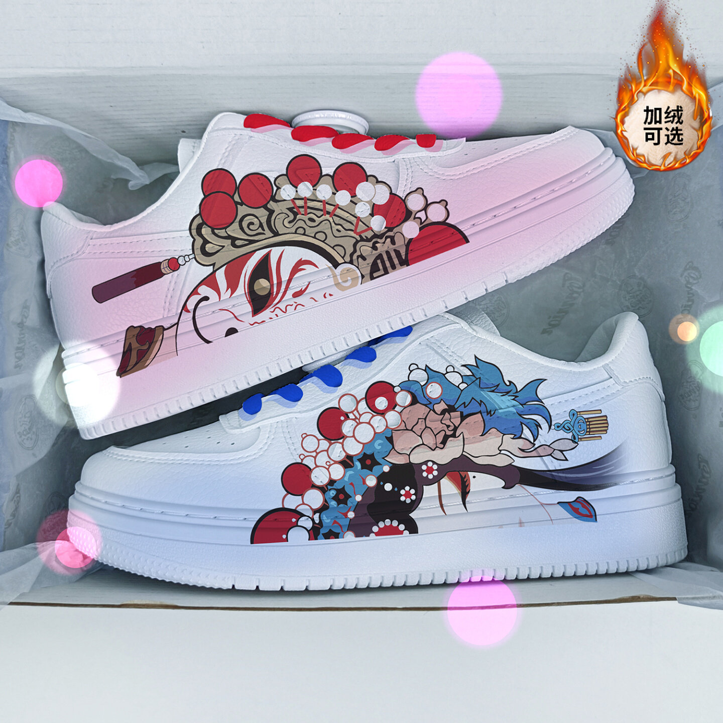 回力ow正品樱花川剧国风女鞋夏款2022空军一号限量鸳鸯情侣板鞋男