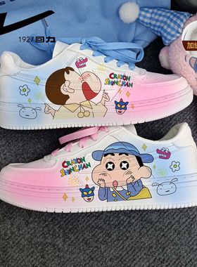 回力ow联名樱花蜡笔小新动漫小白鞋春秋情侣休闲爆改板鞋女