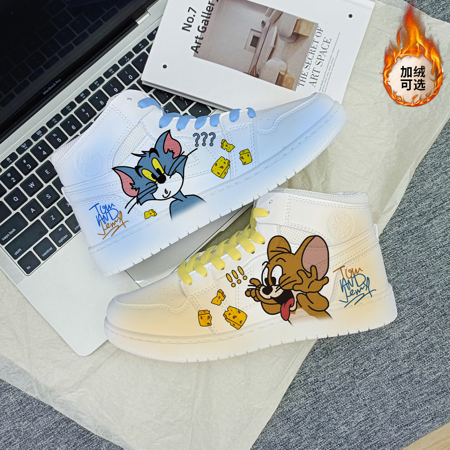 回力ow正品樱花猫和老鼠动漫情侣鞋女秋夏季新款鸳鸯男鞋桃子熟了