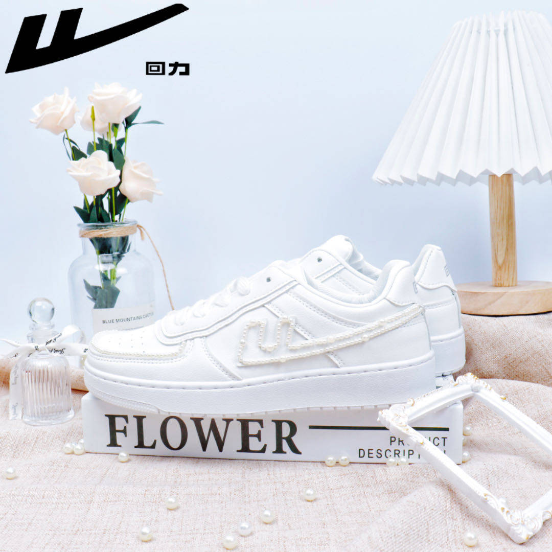 回力爆改女鞋珍珠丝带少女小白鞋女ins潮原创爆改板鞋