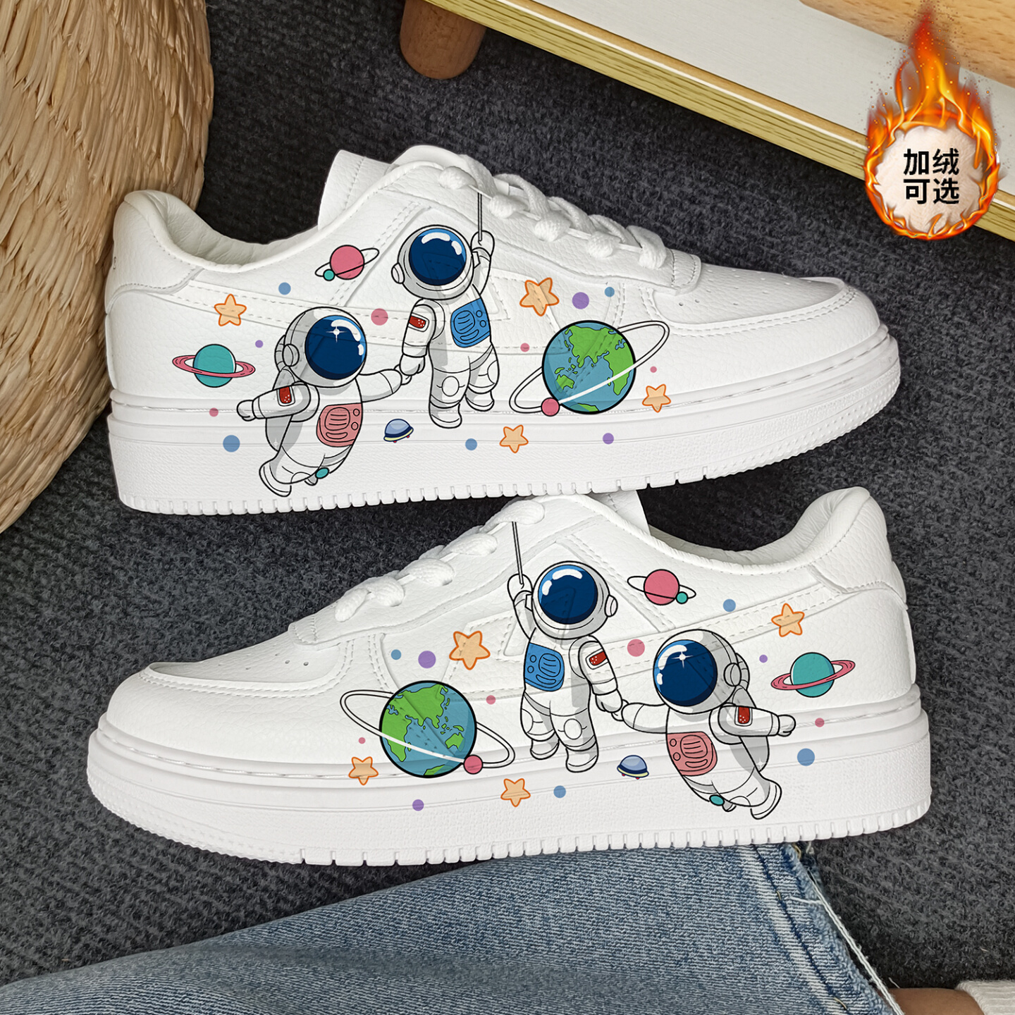 回力宇航员手绘男女同款情侣板鞋2025夏季新款软底百搭休闲运动鞋