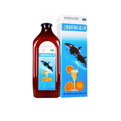 双鲸三维鱼肝油乳(成人用)380ml*1瓶维生素AD缺乏症夜盲症软骨病