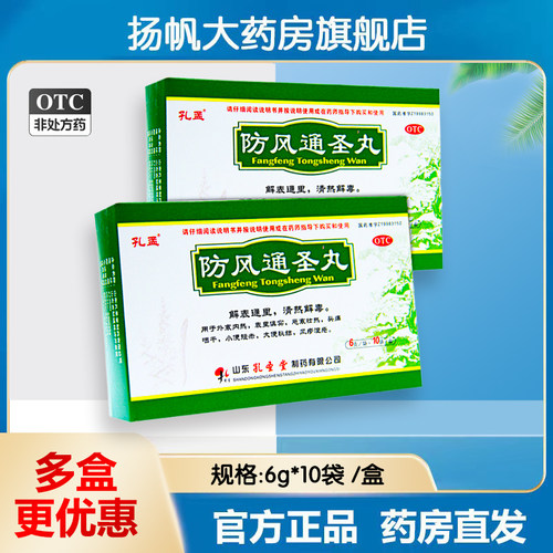 【孔孟】防风通圣丸6g*10袋/盒发热湿疹大便秘结颗粒荨麻疹