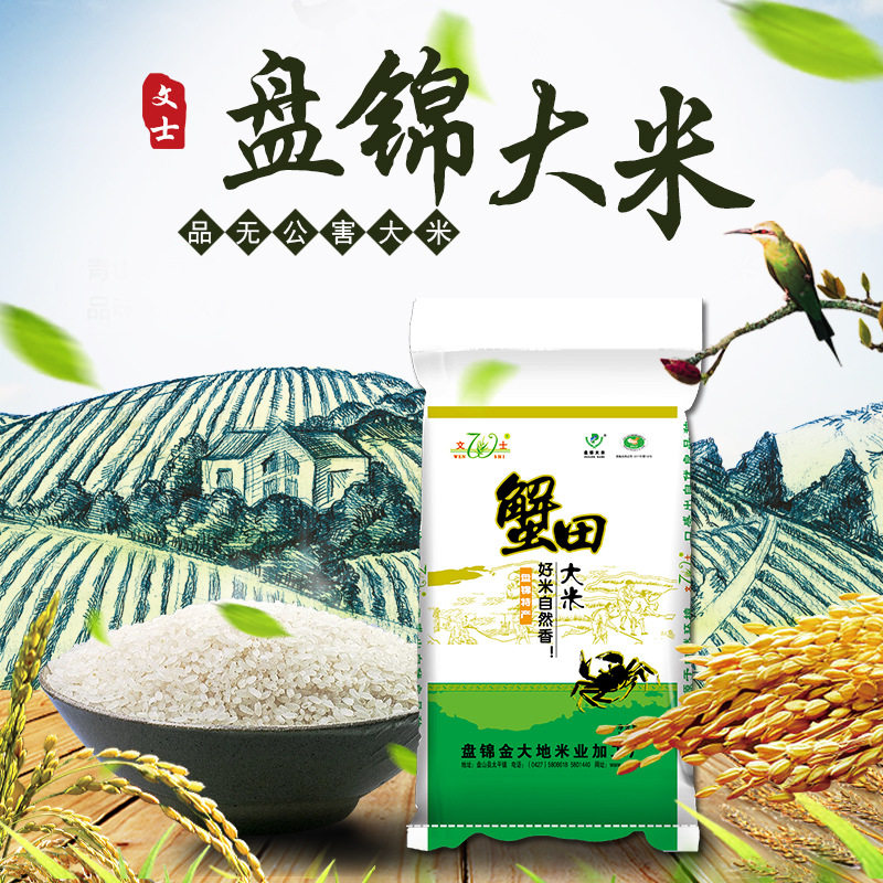 东北盘锦大米特产文士金大地直批蟹田珍珠米袋装10kg