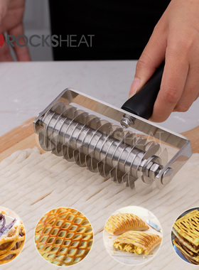 ROCKSHEAT滚轮刀滚针不锈钢披萨打孔器烘焙工具拉网刀针车花轮