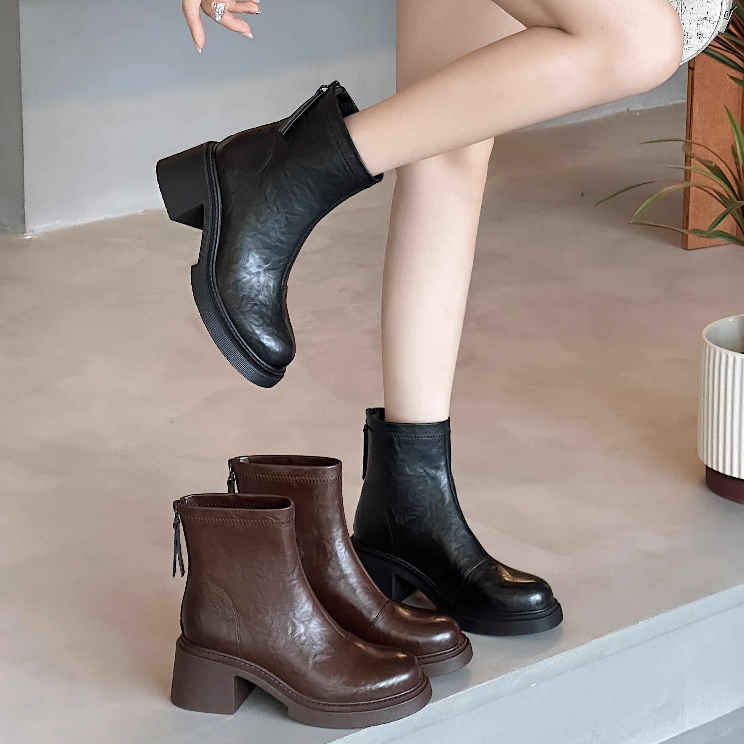 昔子3033马丁靴瘦瘦靴短